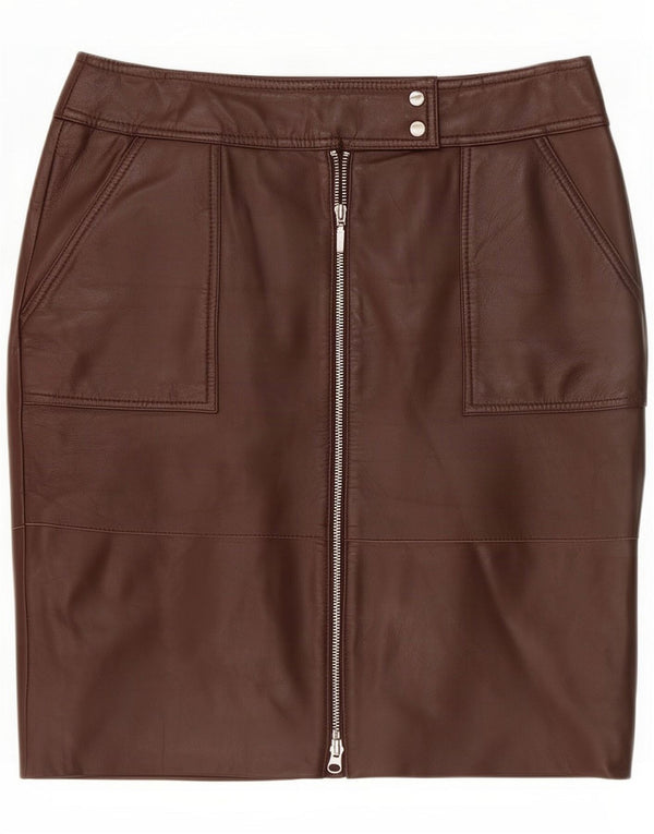 Etam Spódnica skórzana damska UK 14 Medium W34 Brązowa