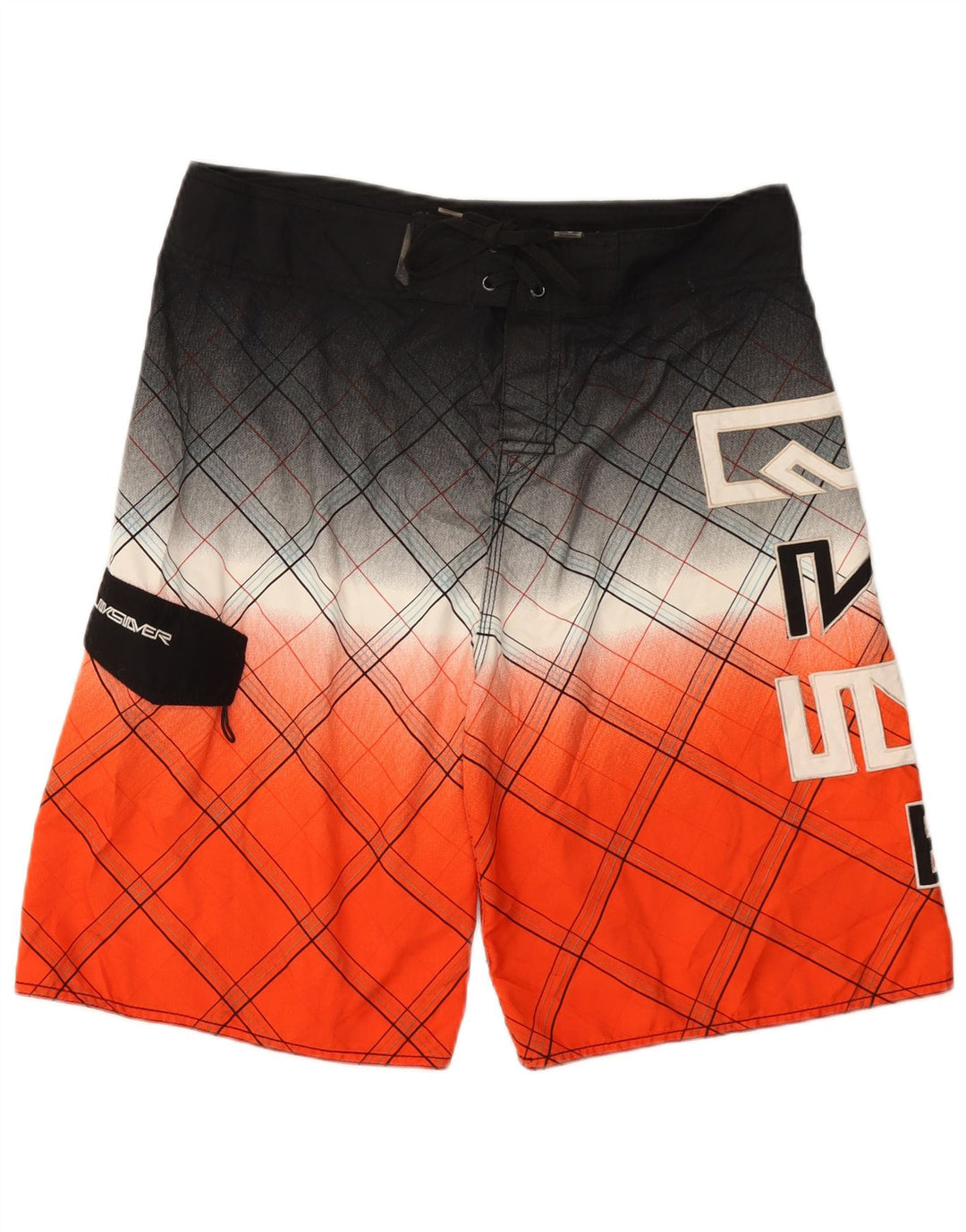 Męskie spodenki kąpielowe Quiksilver z grafiką, duże, poliestrowe w pomarańczową kratkę