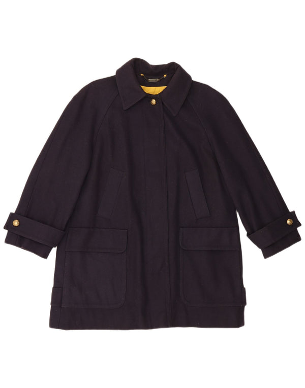 Damski płaszcz oversize Aquascutum UK 16, duży, granatowy, wełniany