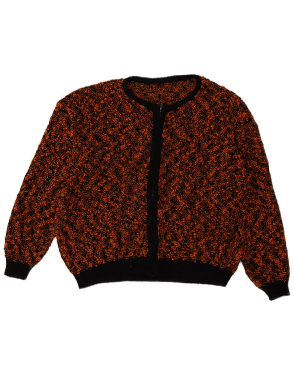 Vintage damski sweter rozpinany na zamek UK 18 XL, brązowy, nakrapiany