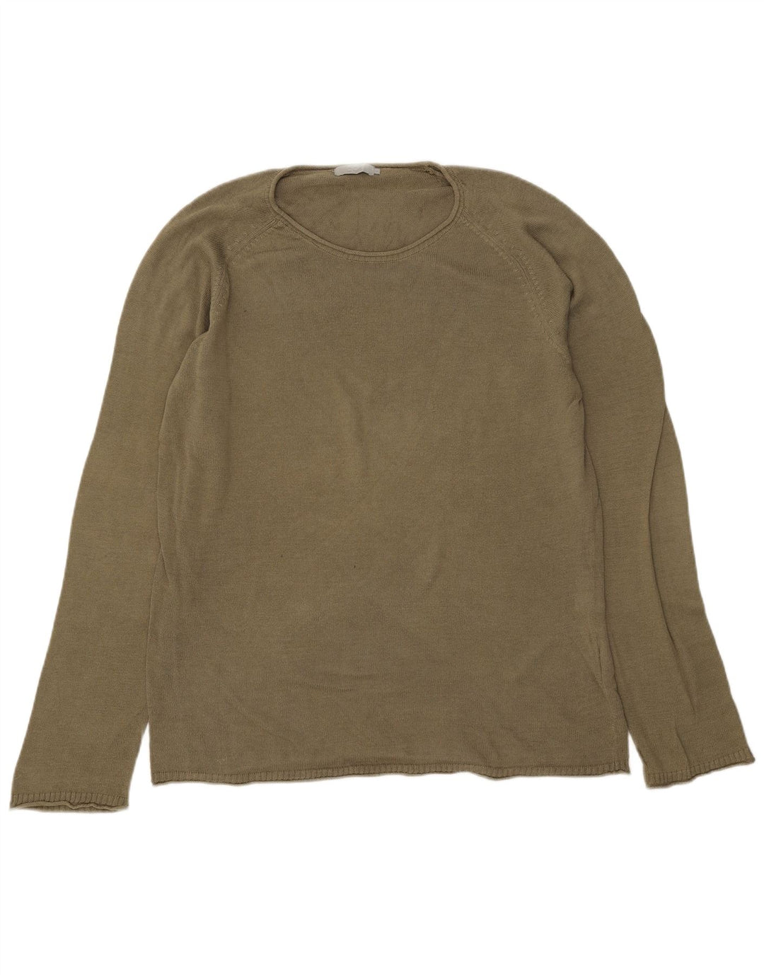 Cos Męski sweter z okrągłym dekoltem, duży, bawełniany khaki