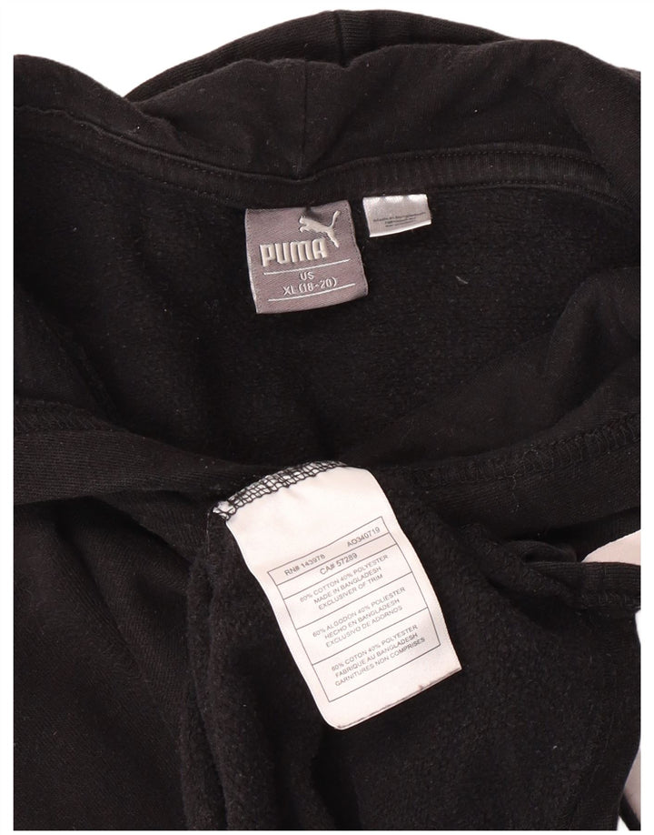 Chłopięcy sweter z kapturem Puma z grafiką 13-14 lat XL, czarny, bawełniany