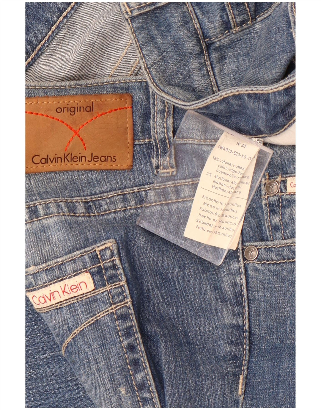 Damskie jeansy Calvin Klein w trudnej sytuacji W33 L32, niebieska bawełna