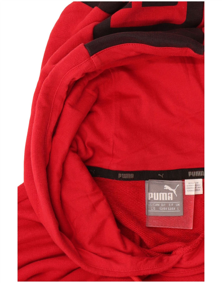 Męski sweter z kapturem i grafiką PUMA, duży, czerwony, z blokami kolorów