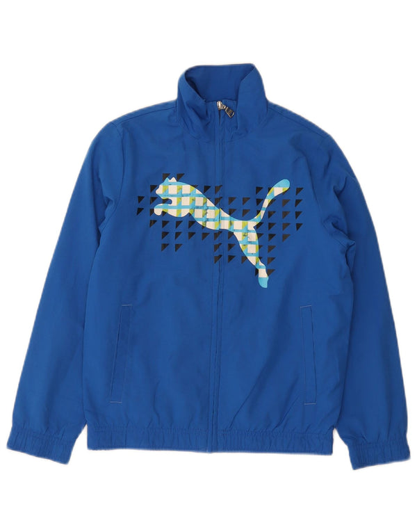 Puma Boys Graphic Tracksuit Top Jacket 9-10 Years Blue Polyester