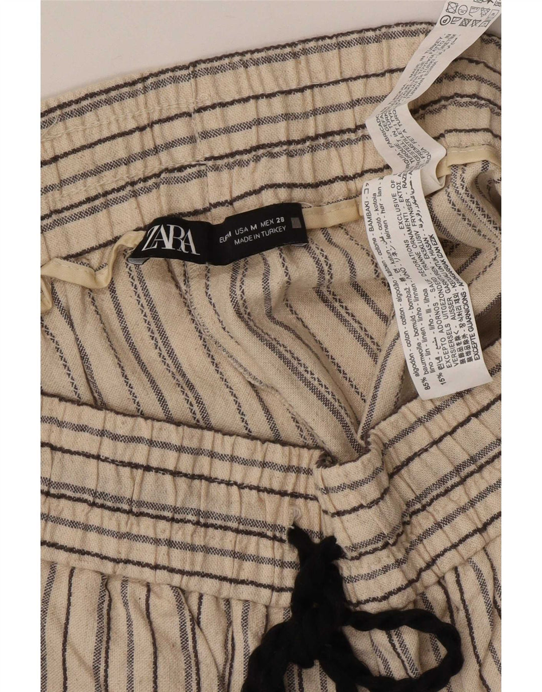 Damskie spodenki chino Zara, średnie W28, beżowe, bawełniane w paski