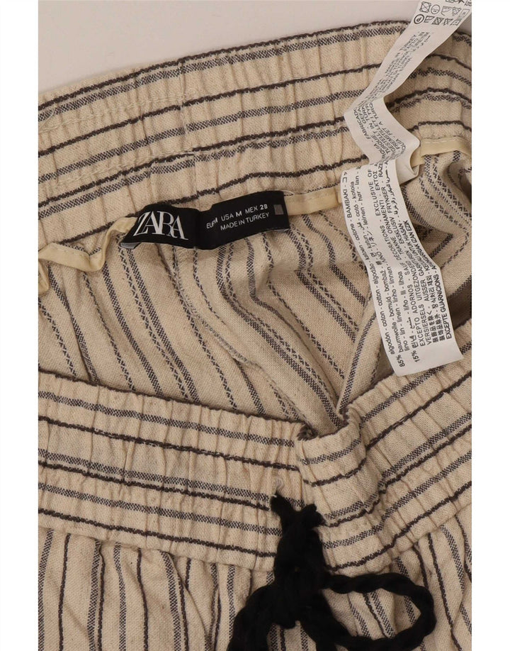 Damskie spodenki chino Zara, średnie W28, beżowe, bawełniane w paski