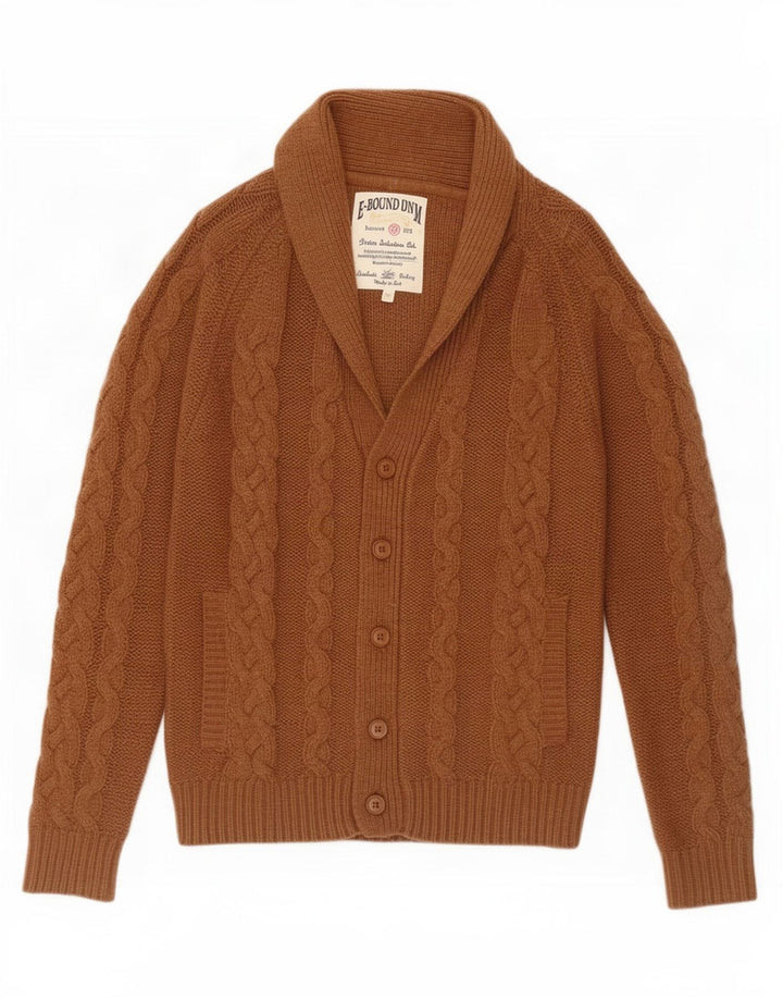 Vintage męski sweter rozpinany, średni brąz, poliakryl