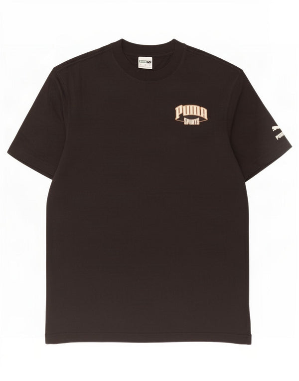 Męski T-shirt z grafiką Puma, mały, czarny, bawełniany