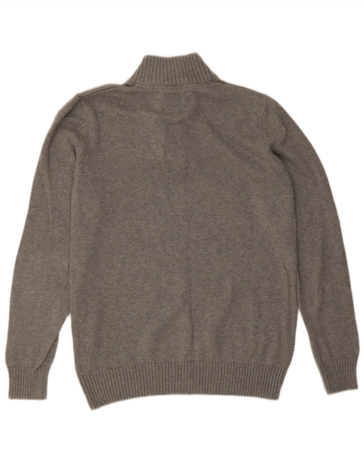 Crew Clothing Męski sweter zapinany na guziki, duży, szary, bawełniany