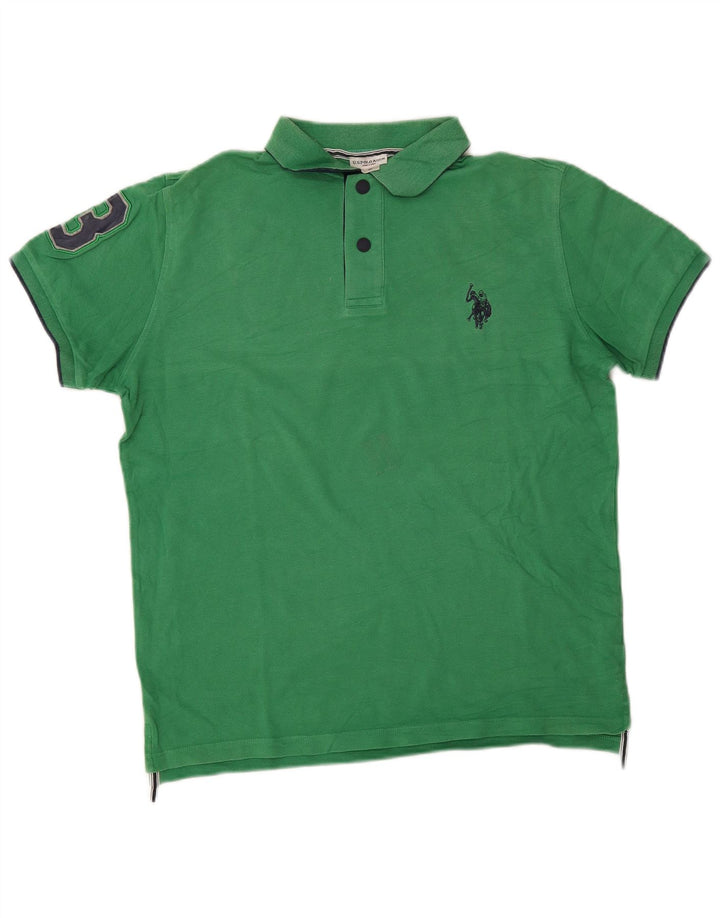 US Polo Assn. Męska koszula z grafiką, średnia, zielona bawełna