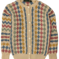 Damski sweter rozpinany Tulchan, jeden rozmiar, beżowy Argyle/diamentowa nowa wełna