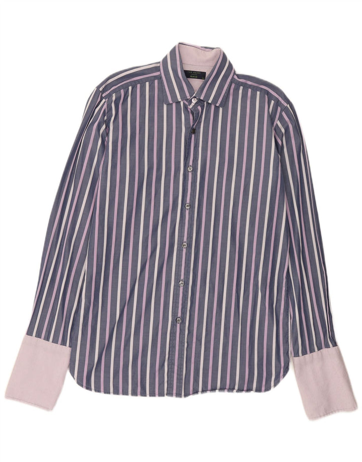 Koszula wizytowa Ted Baker, rozmiar 15, 1/2, bawełniana w ciemnofioletowe prążki