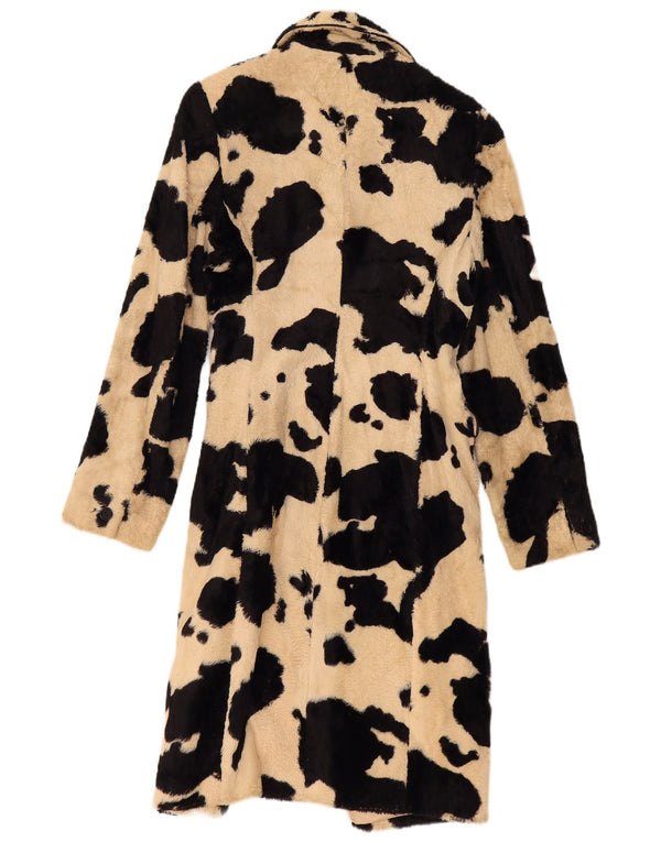Karen Millen Damski płaszcz ze sztucznego futra UK 12 Średni beżowy nadruk zwierzęcy