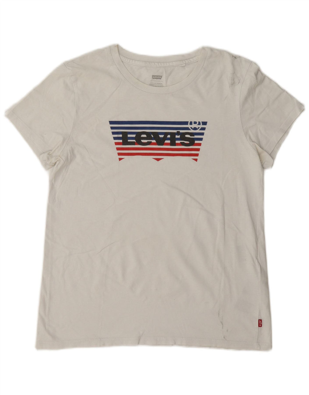 Damska koszulka z grafiką Levi's Top UK 14 Średnia biała bawełna