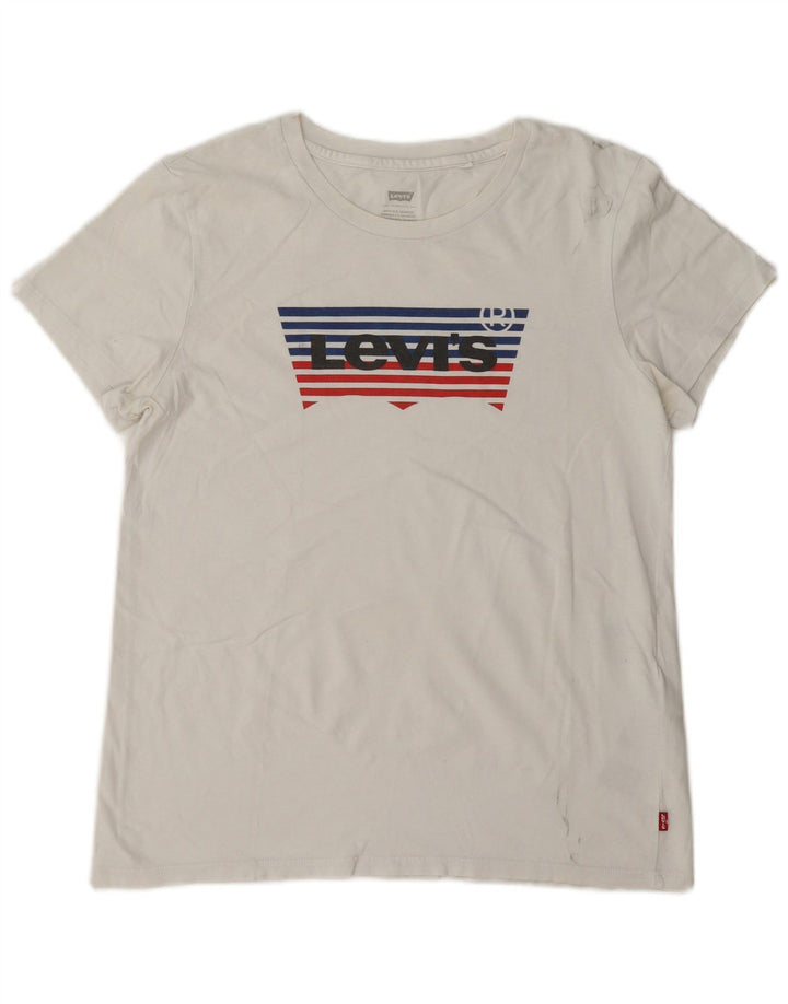 Damska koszulka z grafiką Levi's Top UK 14 Średnia biała bawełna
