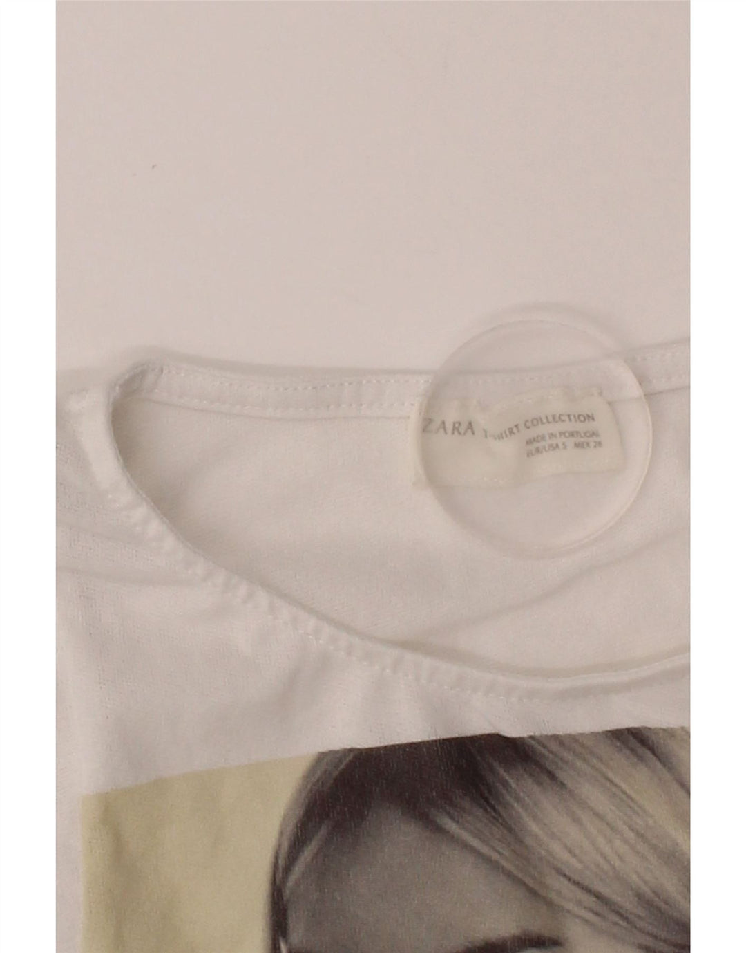 ZARA Womens Graphic T-Shirt Top UK 10 Small White Polyester Vintage Zara and Second-Hand Zara from Messina Hembry 