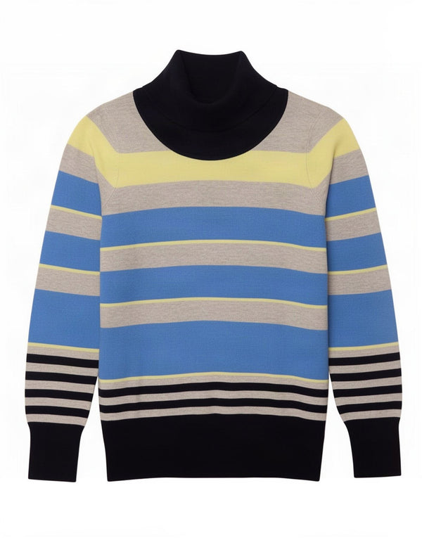Marks & Spencer Damski sweter z golfem, UK 18 XL, niebieskie paski