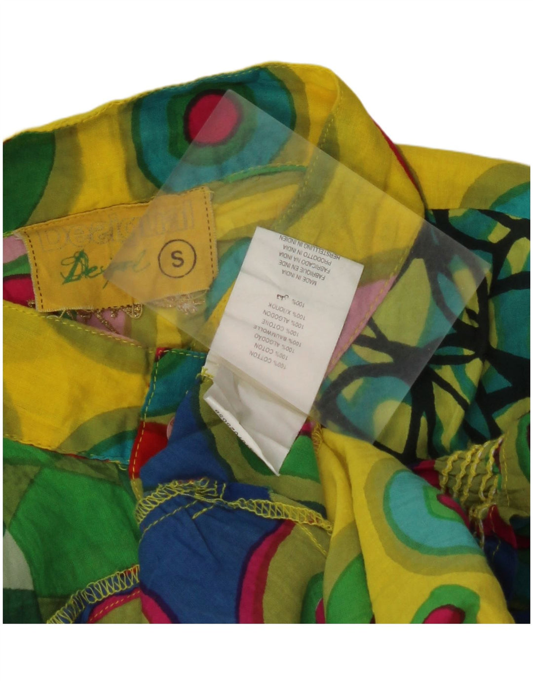 Damska bluzka DESIGUAL Top UK 10, mała, wielobarwna, geometryczna bawełna