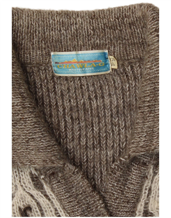 Sweter damski w stylu vintage IT 54 3XL Szary geometryczny
