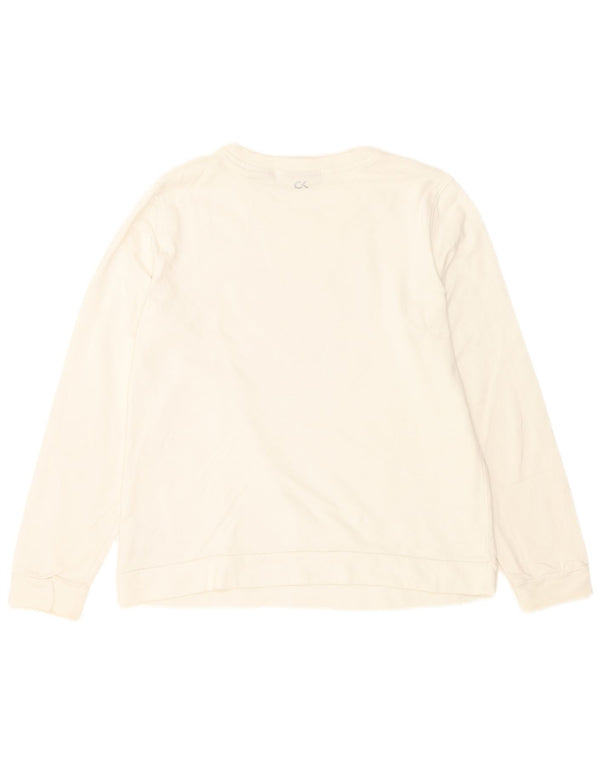 Damska bluza z grafiką Calvin Klein, UK 16, duża, biała, bawełniana