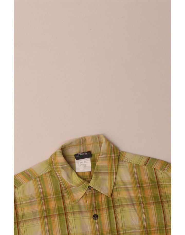 Koszula męska z krótkim rękawem JACK WOLFSKIN, bawełniana w średnią żółtą kratkę