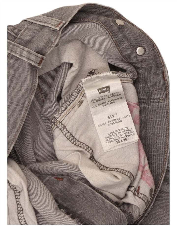 Damskie jeansy Levi's 511 Skinny W33 L30 Szara bawełna