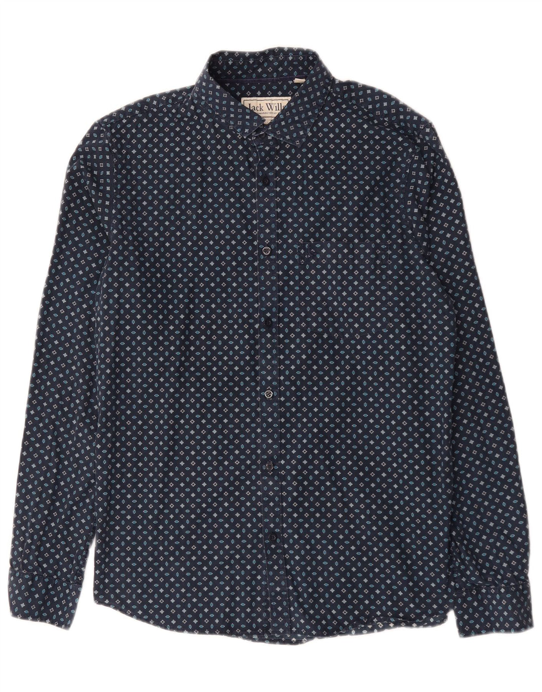 Koszula męska Jack Wills o klasycznym kroju, średnia, granatowa, geometryczna bawełna
