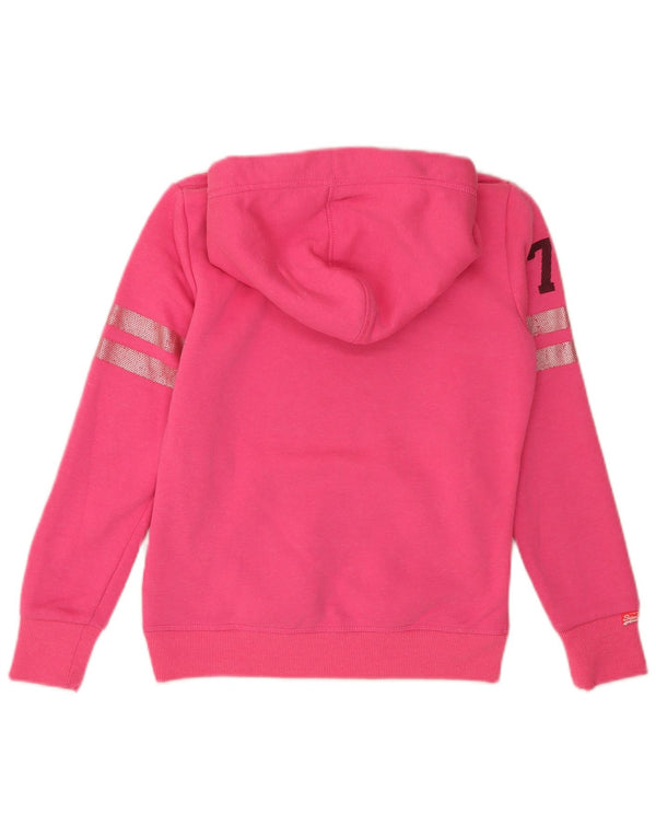 Damski sweter z kapturem Superdry z grafiką UK 10, mały, różowy, poliestrowy, sportowy