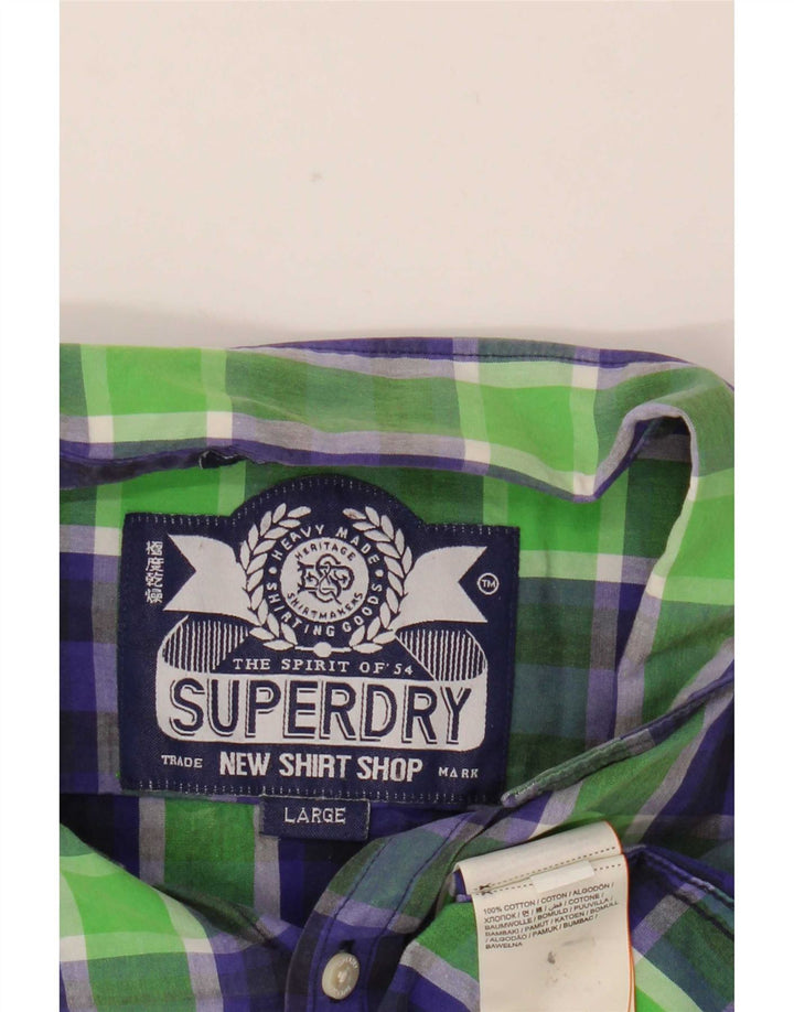 Koszula męska Superdry, bawełniana, w dużą zieloną kratkę