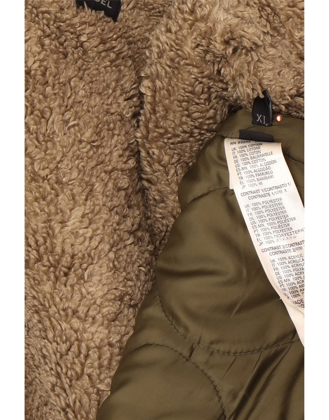 DIESEL Męska kurtka parka z kapturem UK 42 XL, bawełna khaki