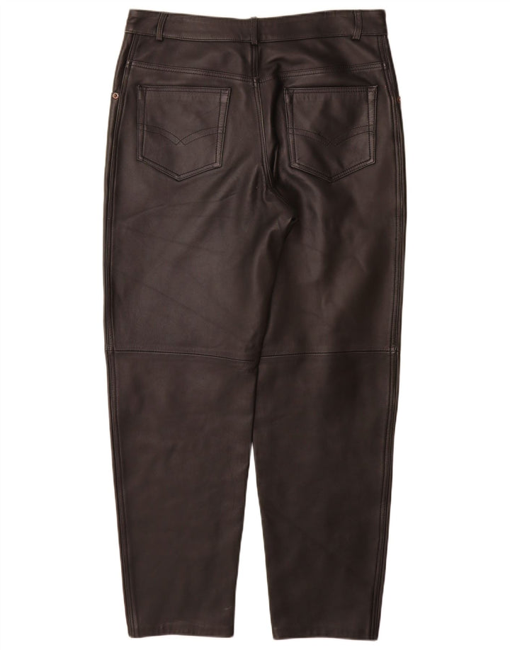 Vintage damskie zwężane skórzane spodnie IT 44 Medium W32 L29 czarne