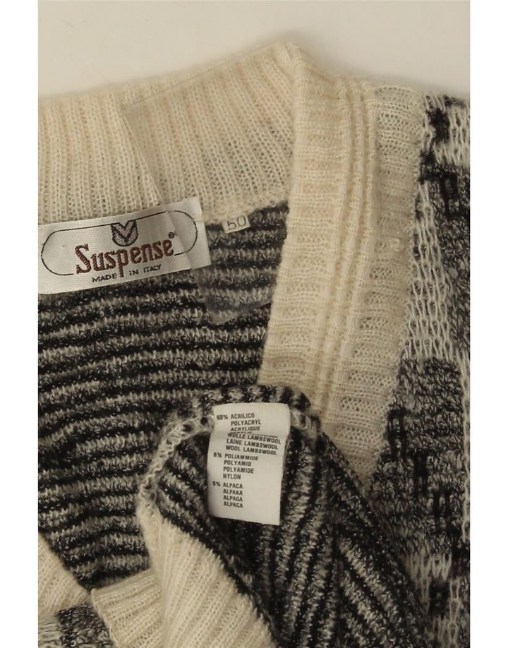 Sweter męski Suspense z dekoltem w szpic IT 50, średni czarny, geometryczny akryl