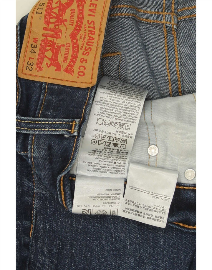 Męskie jeansy Levi's 511 Slim W34 L32 Granatowa bawełna