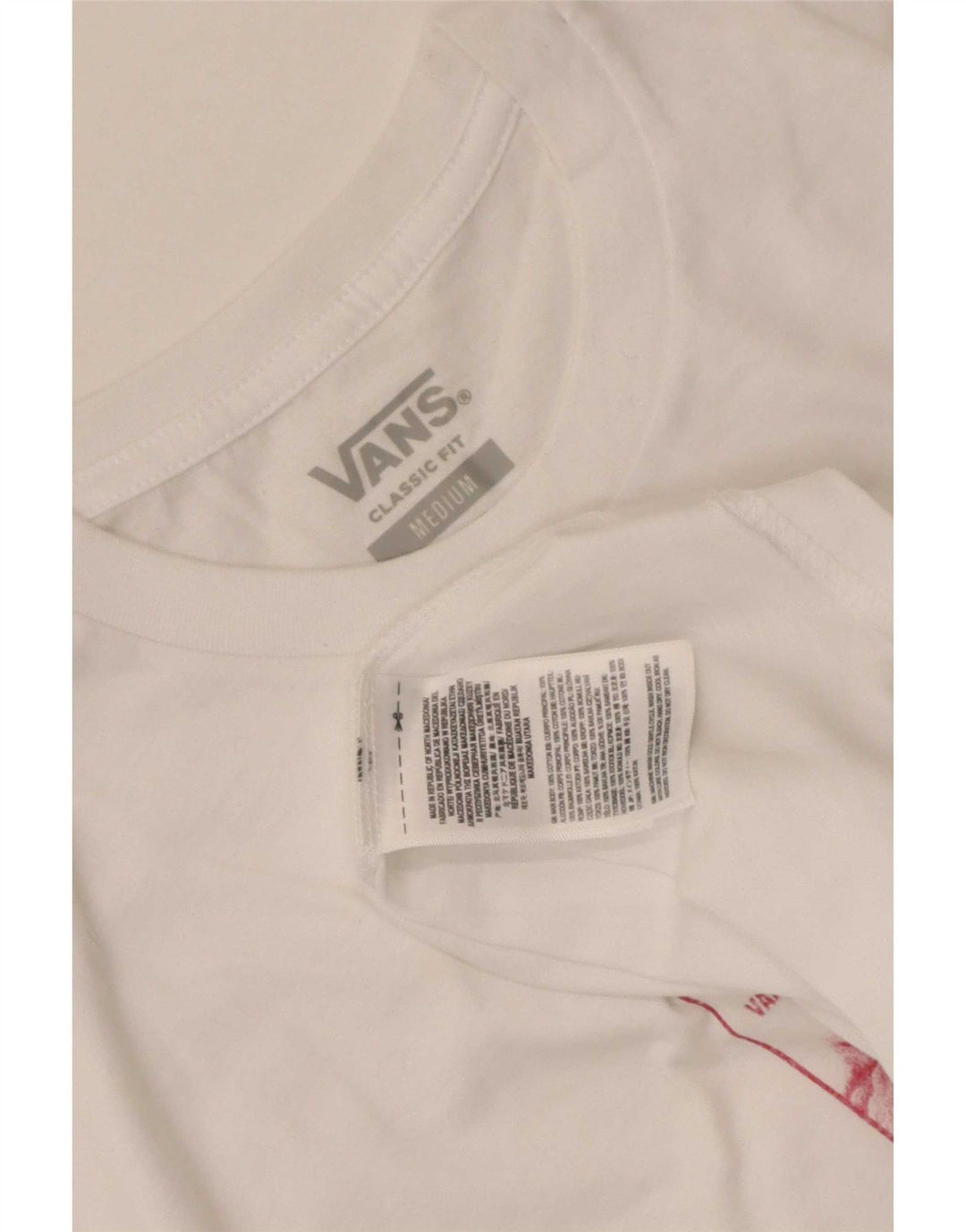 Męski T-shirt Vans o klasycznym kroju z grafiką, średniej wielkości, biały, bawełniany