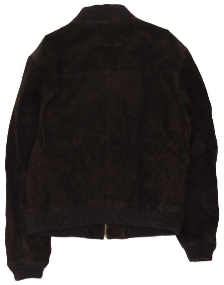 Vintage męska zamszowa kurtka bomber UK 44 2XL czarna skóra