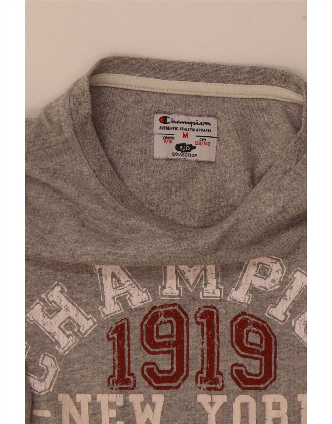 Chłopięcy T-shirt z grafiką Champion, 9-10 lat, średnioszary, nakrapiany