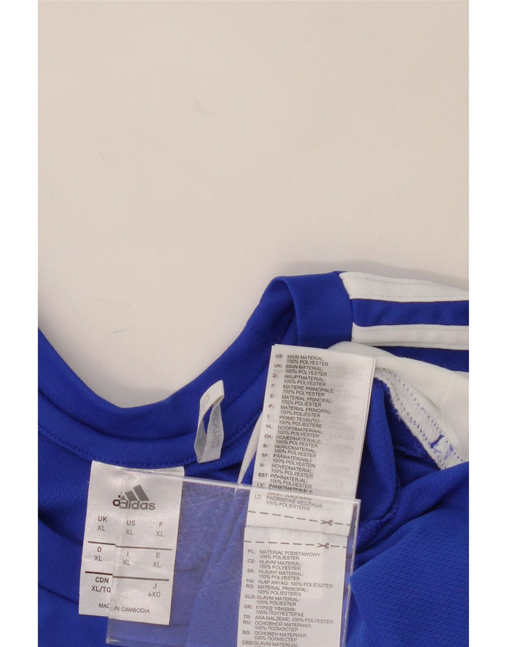 ADIDAS Mens Climalite T-Shirt Top XL Blue Colourblock Polyester Vintage Adidas and Second-Hand Adidas from Messina Hembry 