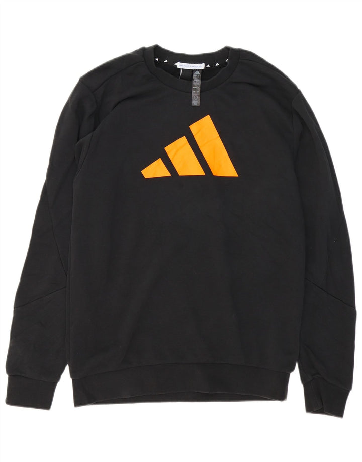 Adidas Męska bluza z grafiką, mała, czarna, bawełniana