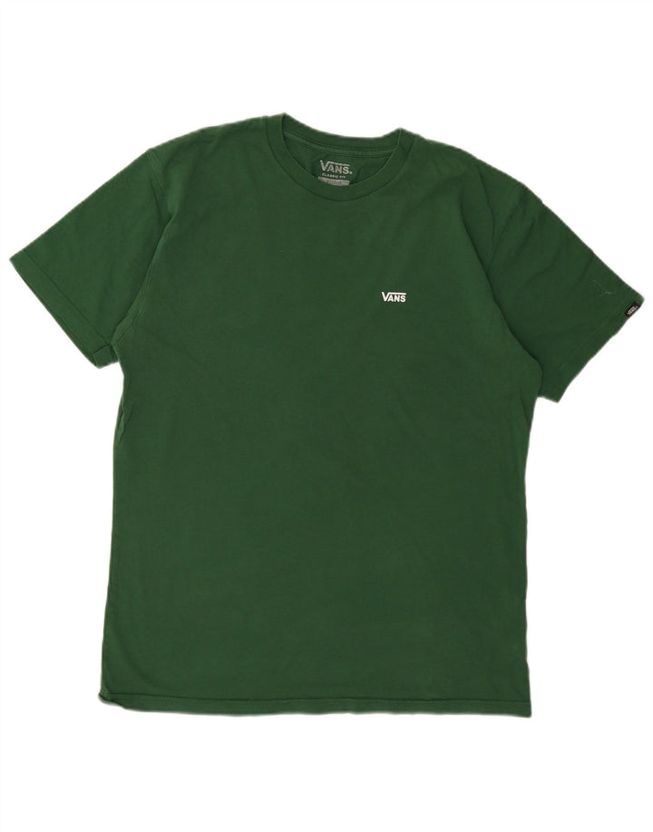 Męski T-shirt VANS o klasycznym kroju, średni zielony, bawełniany