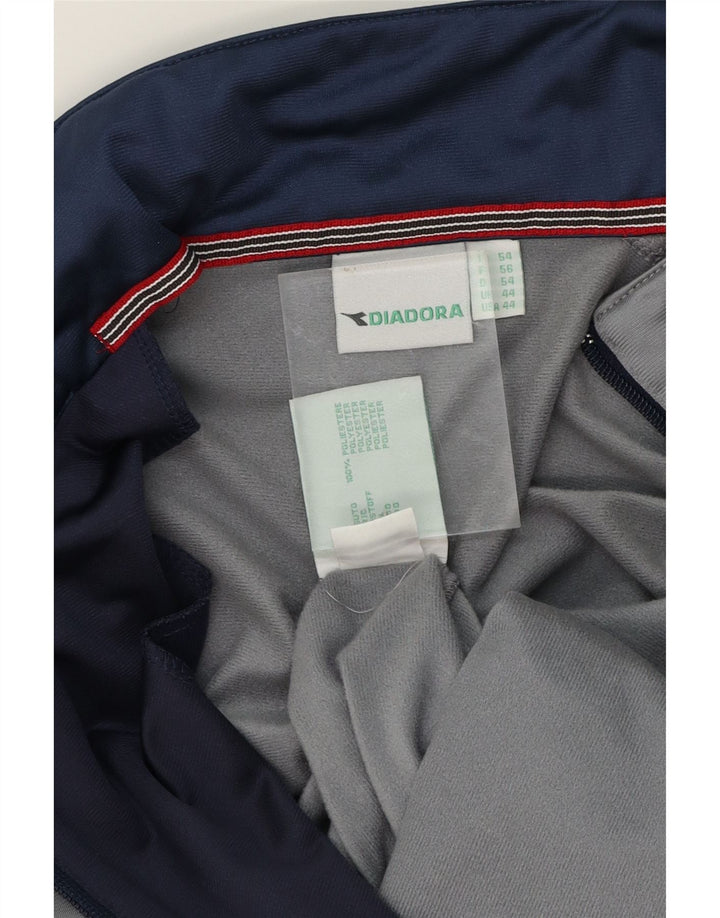 DIADORA Mens Tracksuit Top Jacket UK 44 Large Grey Colourblock Polyester Vintage Diadora and Second-Hand Diadora from Messina Hembry 