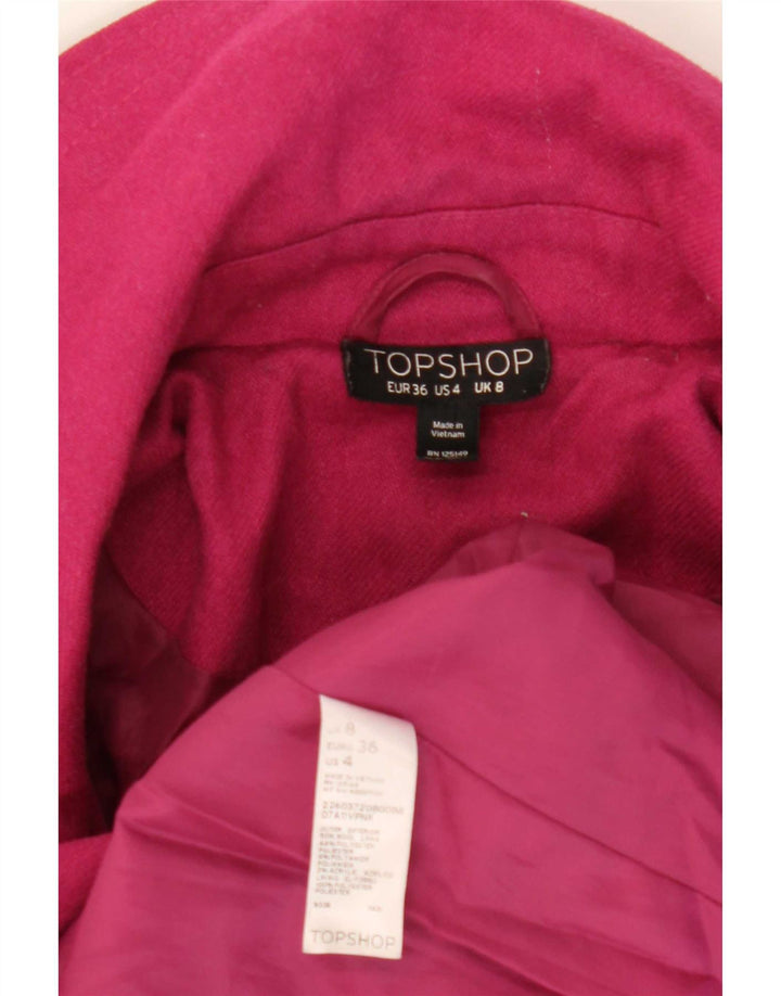 Topshop damski płaszcz UK 8 mały różowy wełniany