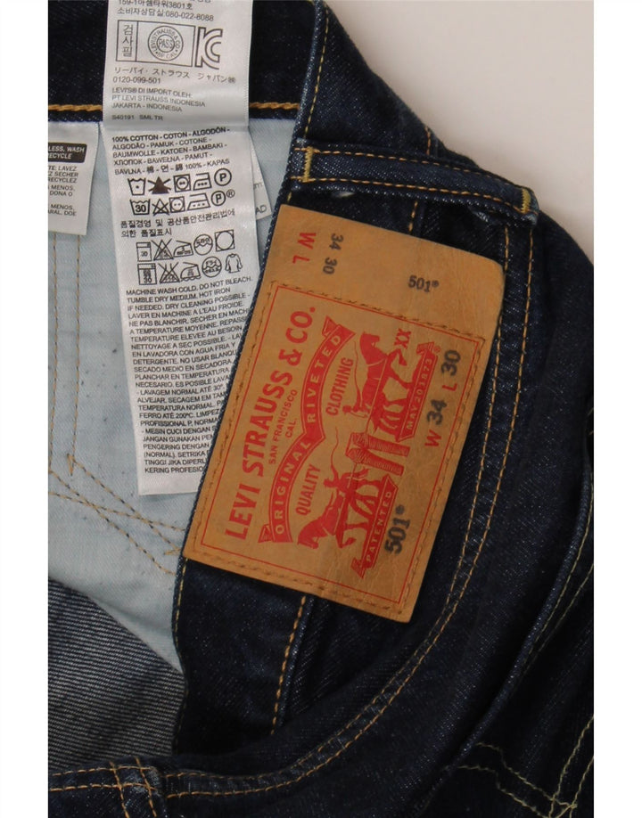 Męskie dżinsy Levi's 501 Straight W34 L30 Granatowa bawełna
