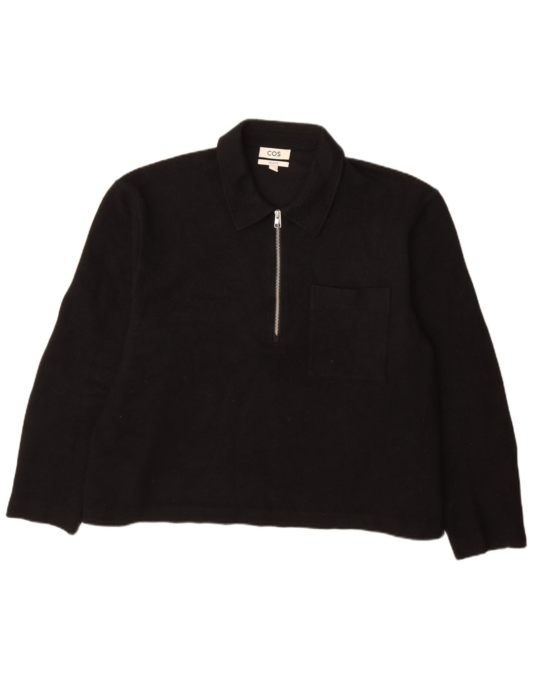 Cos Męski sweter polo o luźnym kroju XL, czarna wełna
