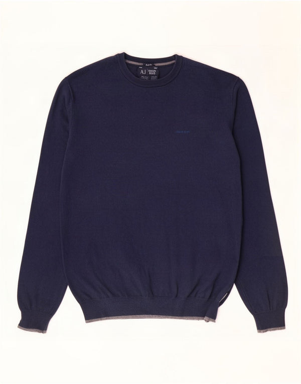 Armani Jeans Męski sweter o regularnym kroju z okrągłym dekoltem XL, granatowy, bawełniany