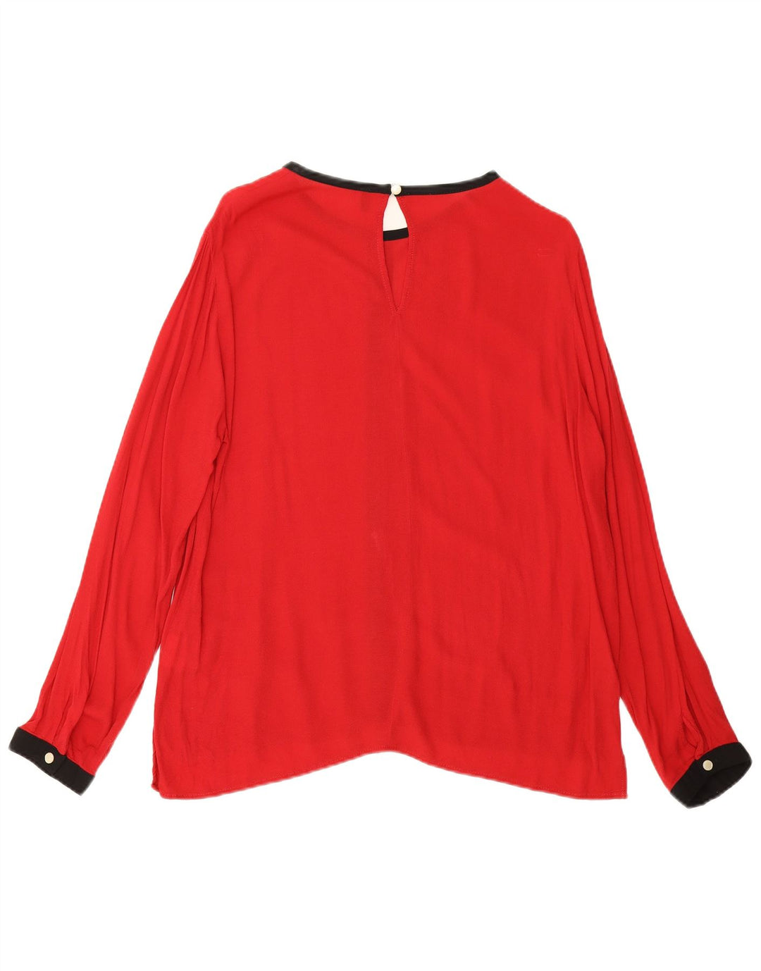 BENETTON Womens Long Sleeve Blouse Top UK 16 Large Red Viscose