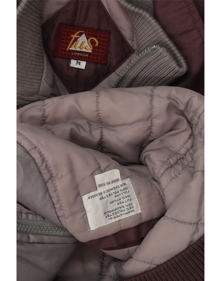 Męska kurtka bomberka w stylu vintage UK 38, poliester w kolorze średniego burgunda