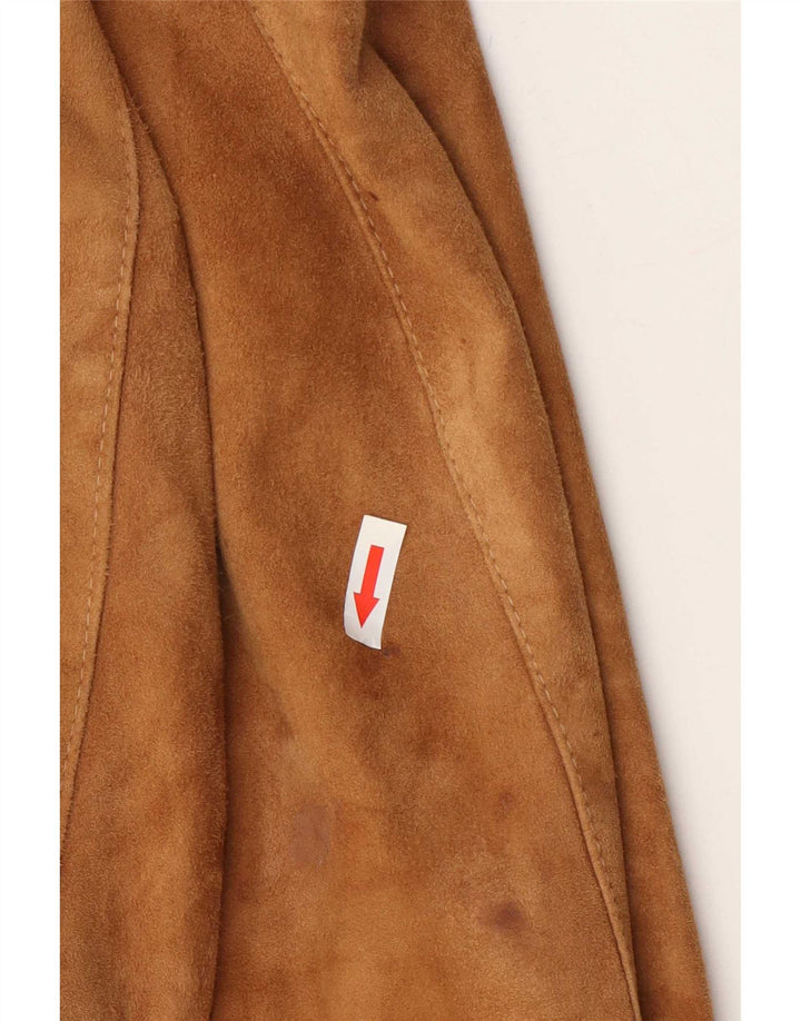 Męska zamszowa kurtka bomber w stylu vintage IT 48 Skóra w kolorze średniego beżu