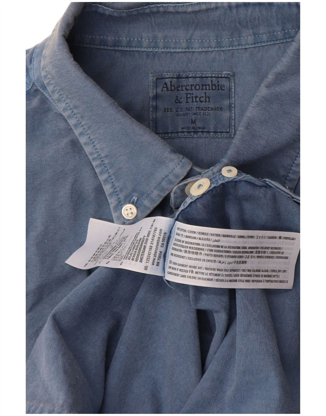 Koszula męska Abercrombie & Fitch, bawełniana, w kolorze średniego błękitu