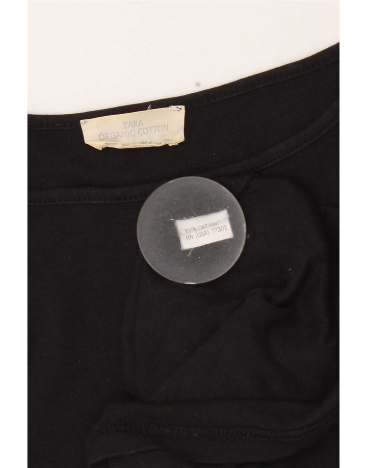 Top damski Zara z rękawem 3/4, UK 8, mały, czarny, bawełniany